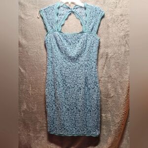 Adrianna Papell womens Aquamarine lace dress sz 6